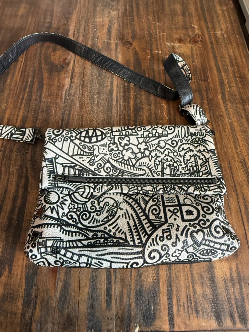 Hammitt Black & White Doodle Crossbody Bag